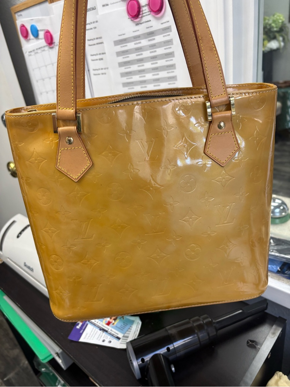 Louis Vuitton Yellow Vernis Tote Bag - Picture 13 of 16